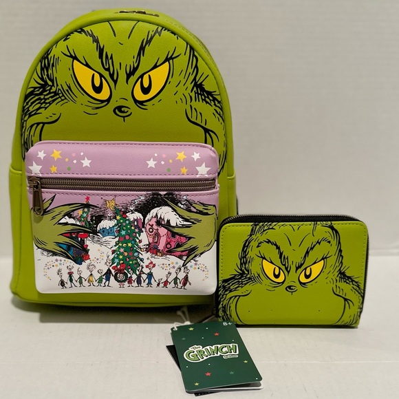 Loungefly Handbags - Loungefly NWT How the Grinch Stole Christmas Whoville Mini Backpack & Wallet